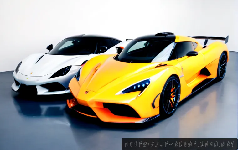 맥라렌 P1과 코닉세그 제스코 비교 - Photorealistic side-by-side comparison of two exotic hypercars in a pristine modern automotive studi...