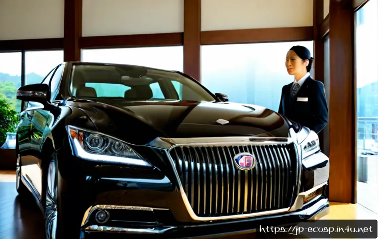 롤스로이스 팬텀의 최신 고객 만족도 - Photorealistic luxury automotive customer satisfaction scene, an elegant Japanese couple in their 60...